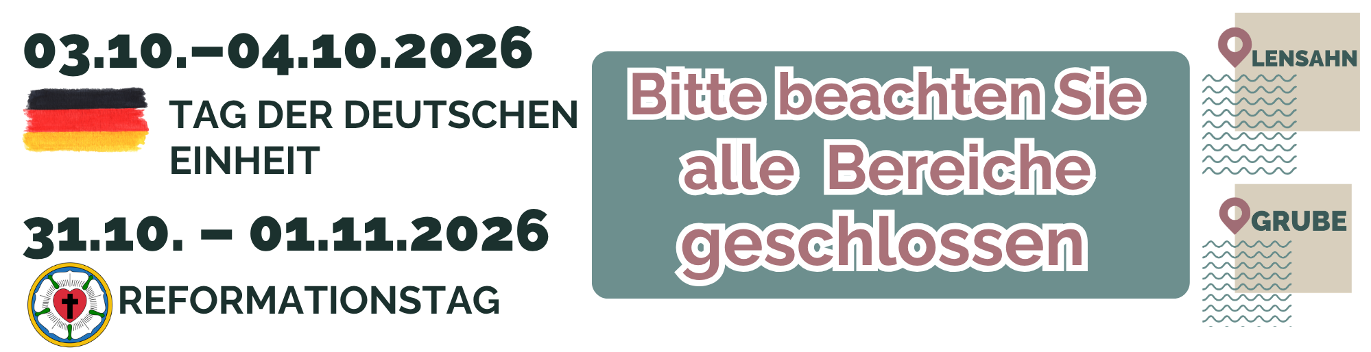 Signaturen Öffnungszeiten Oktober 2026